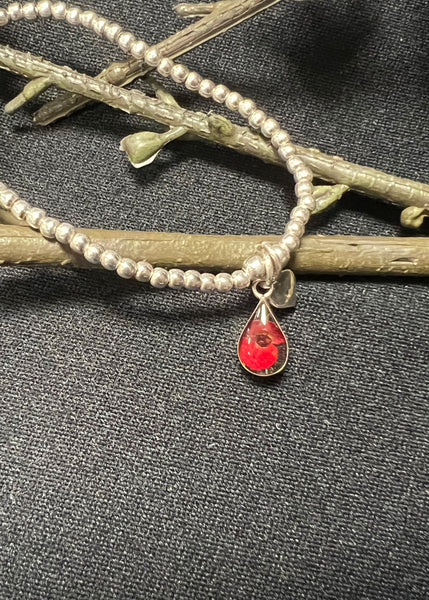 Poppy Teardrop Sterling Silver Stretch Bracelet