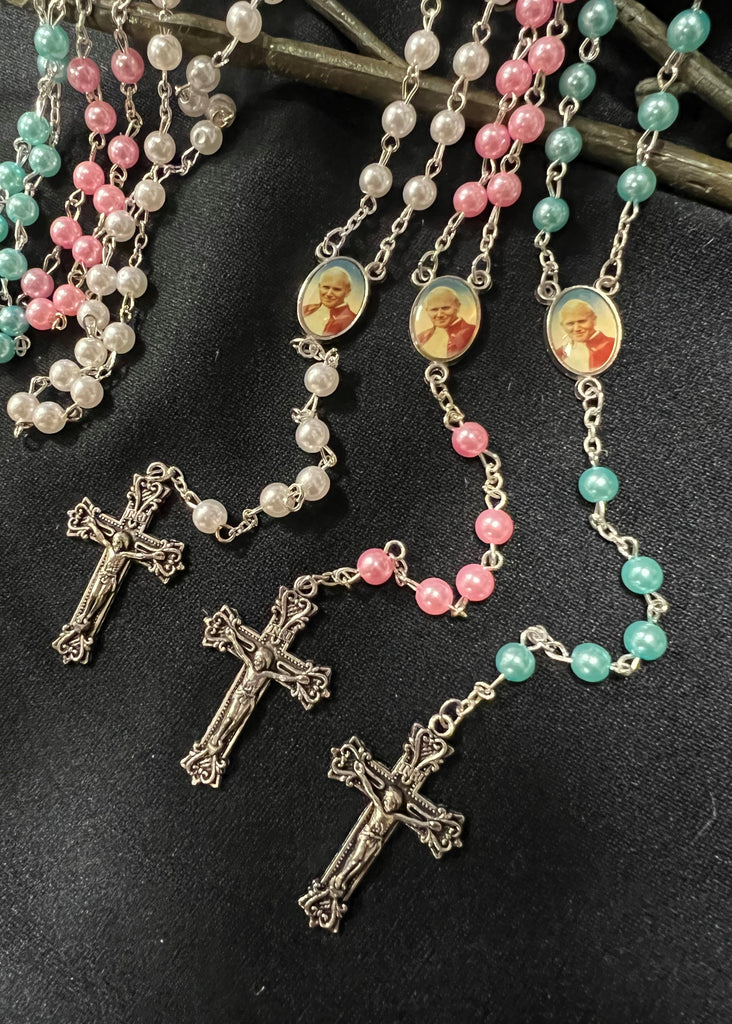 Vintage Mother of Pearl Rosary & Pocket Watch Key Necklace – Vintage Jules